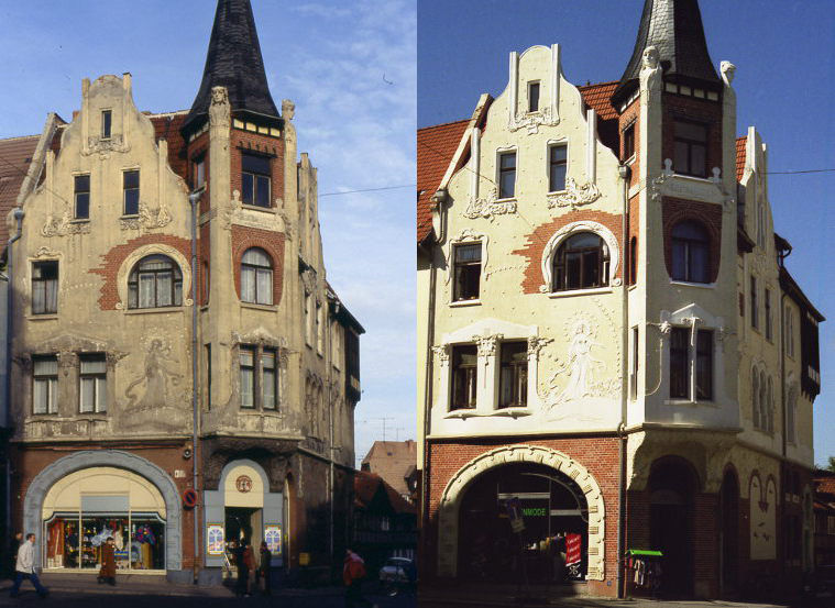 Eckhaus  im Jugendstil 1991 und 2004